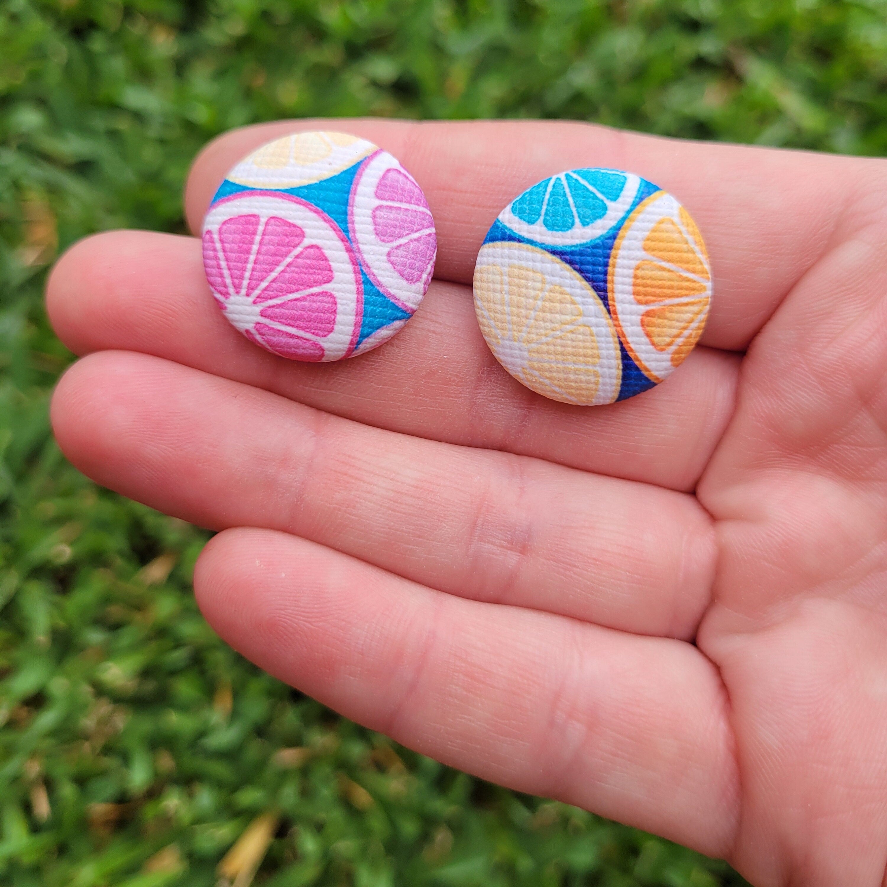 Grapefruit Button stud earrings