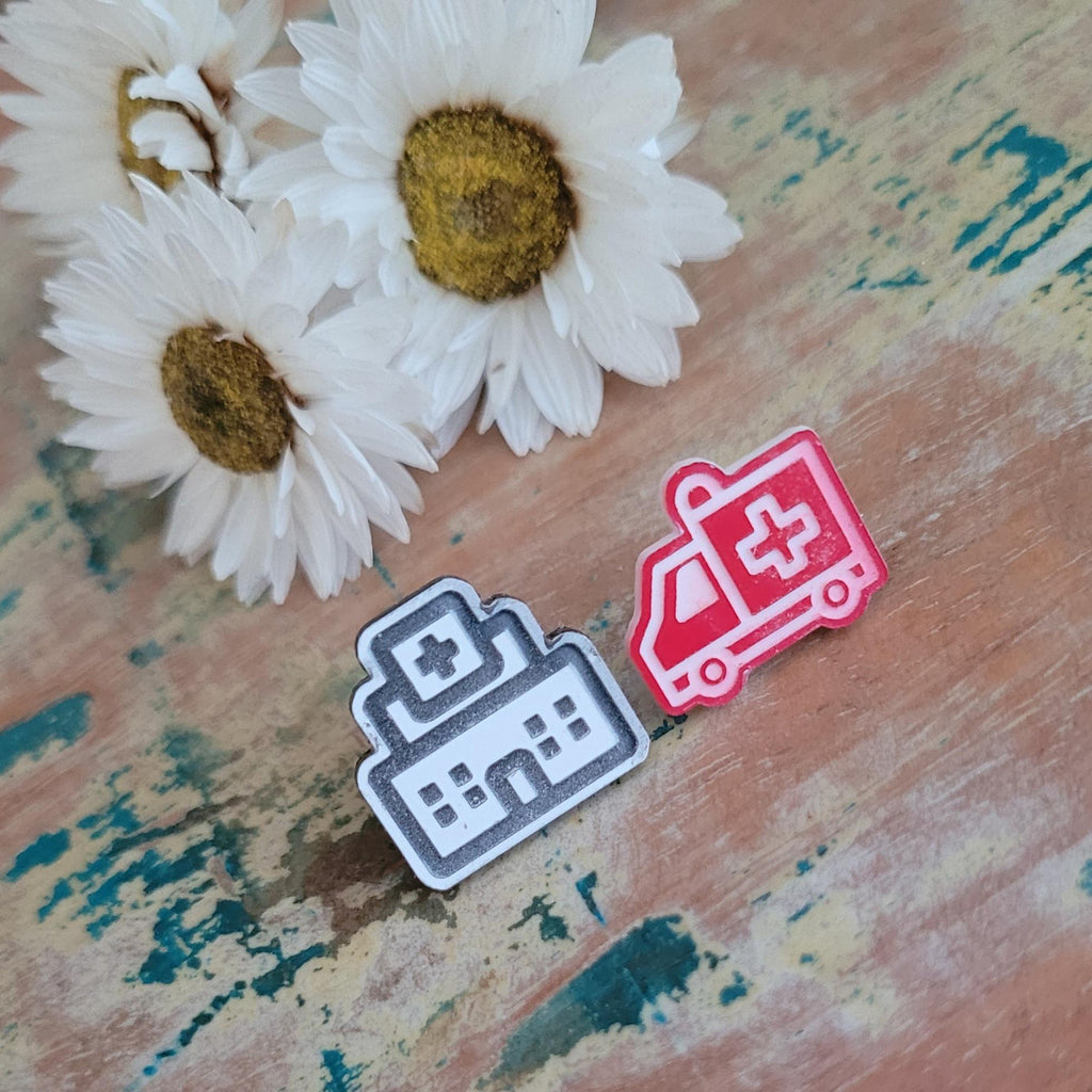 Ambulance & Hospital stud earrings