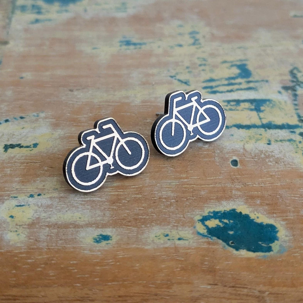 Push Bike Stud earrings in gold and black
