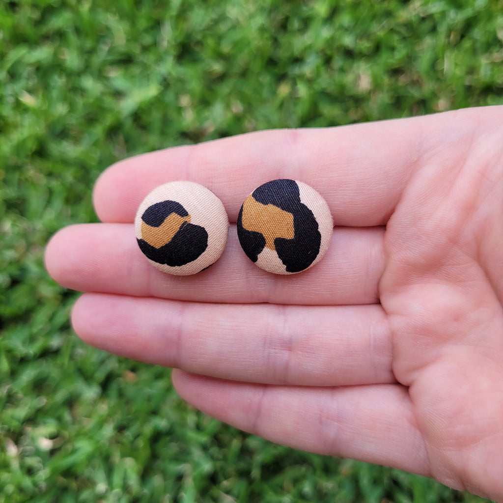 Leopard print Button stud earrings