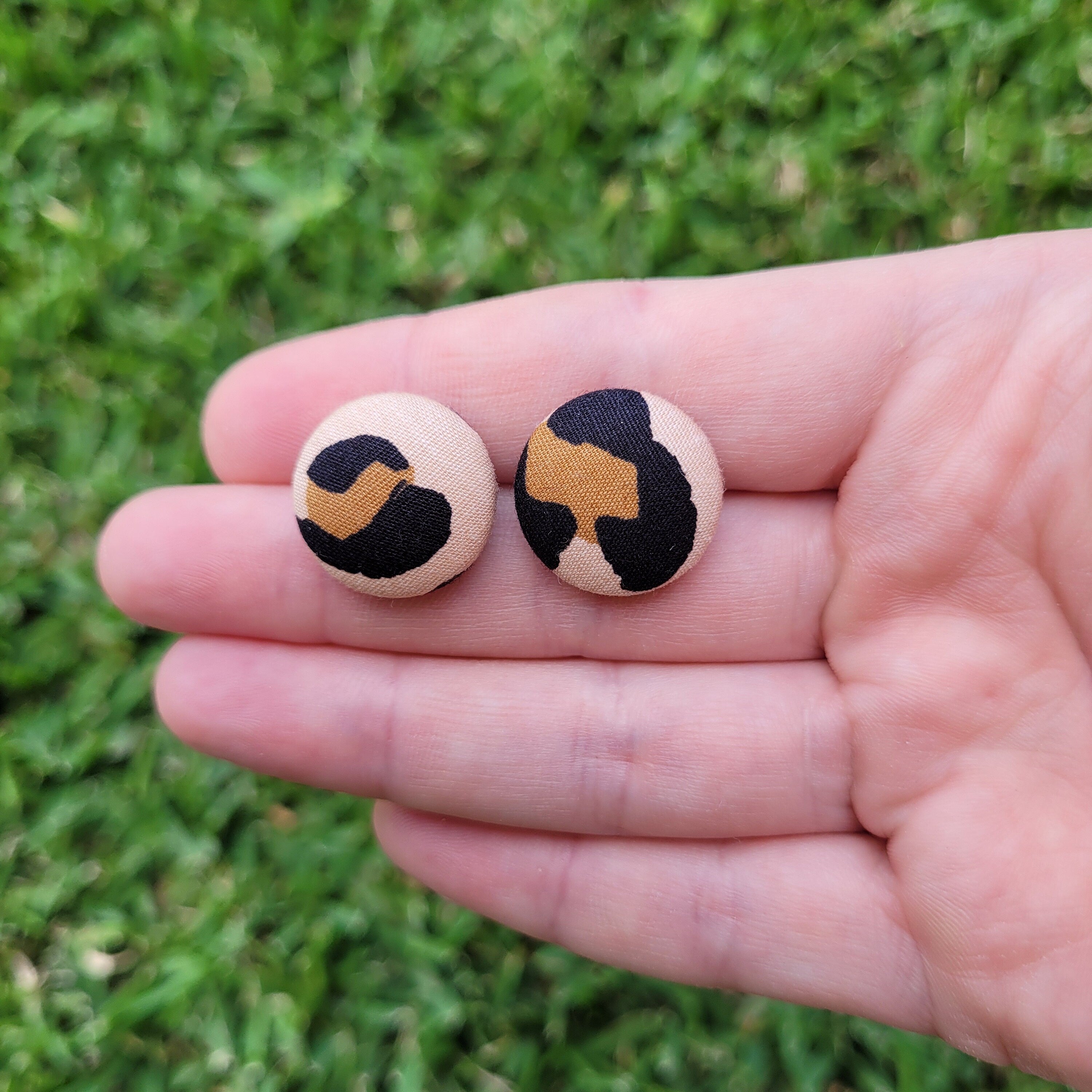Leopard print Button stud earrings