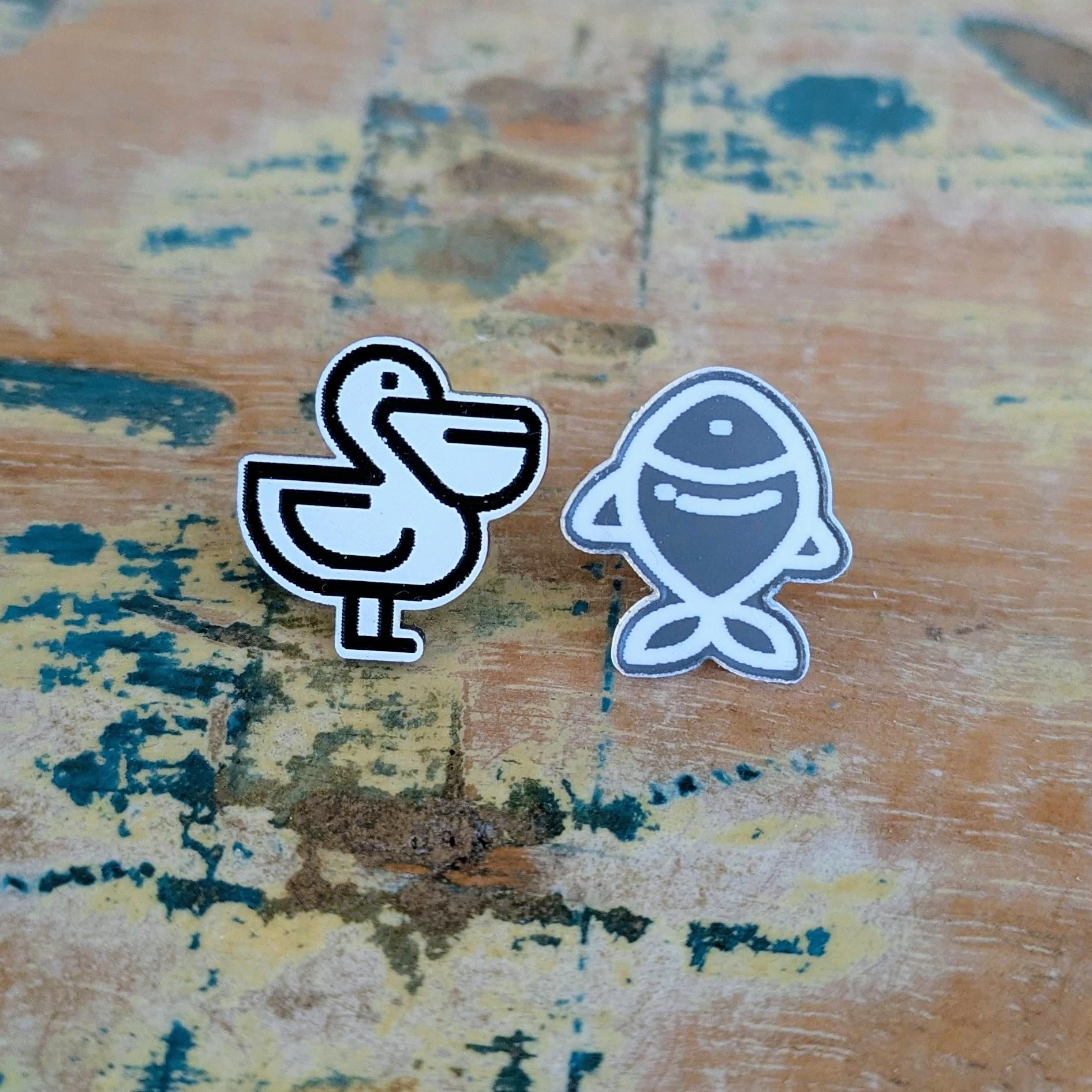 Pelican & Fish stud Earrings
