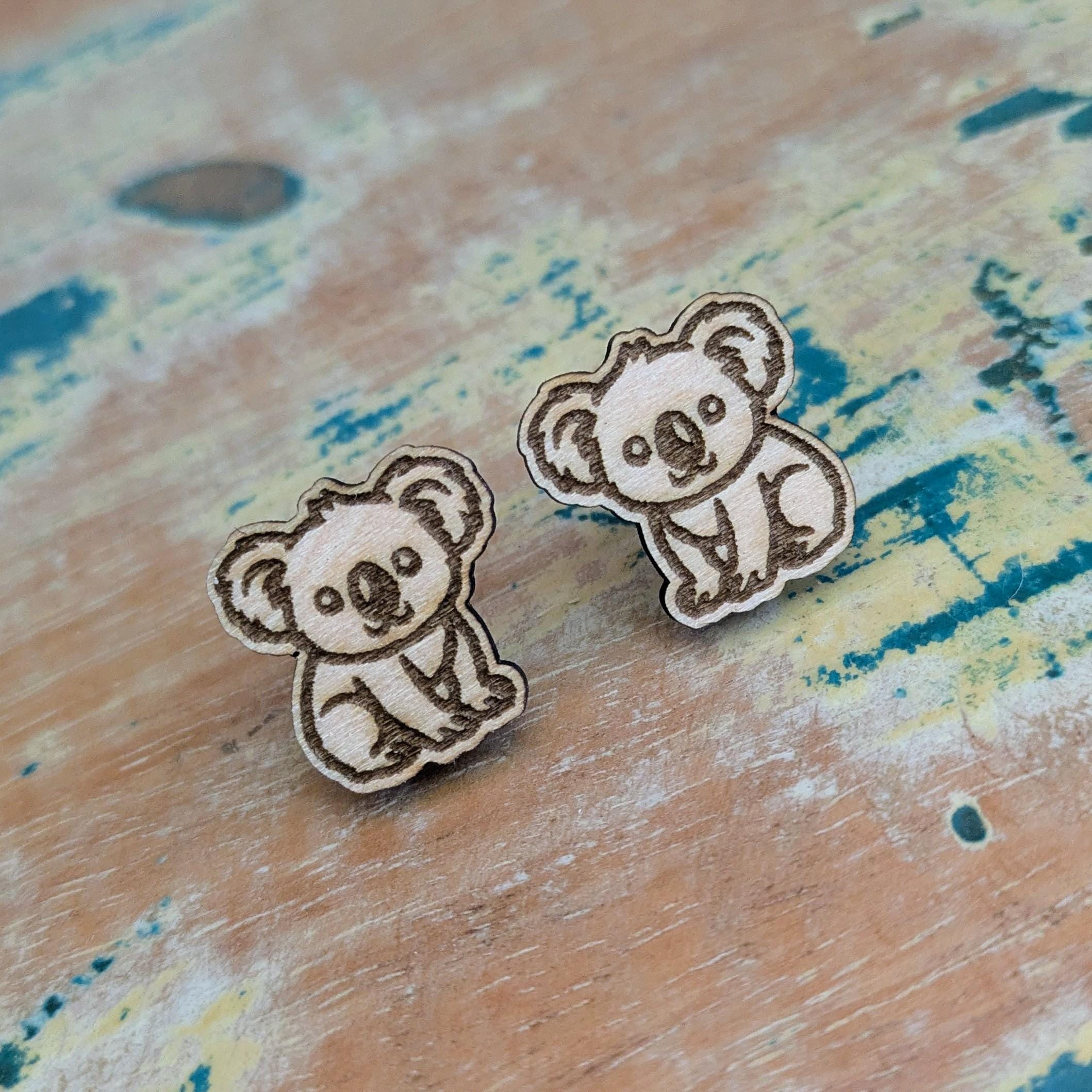 Koala wooden stud earrings