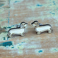 Dachshund Dog Wooden Stud earrings