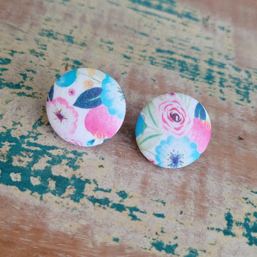 Autumn Flower Button stud earrings
