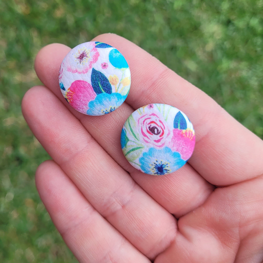 Autumn Flower Button stud earrings