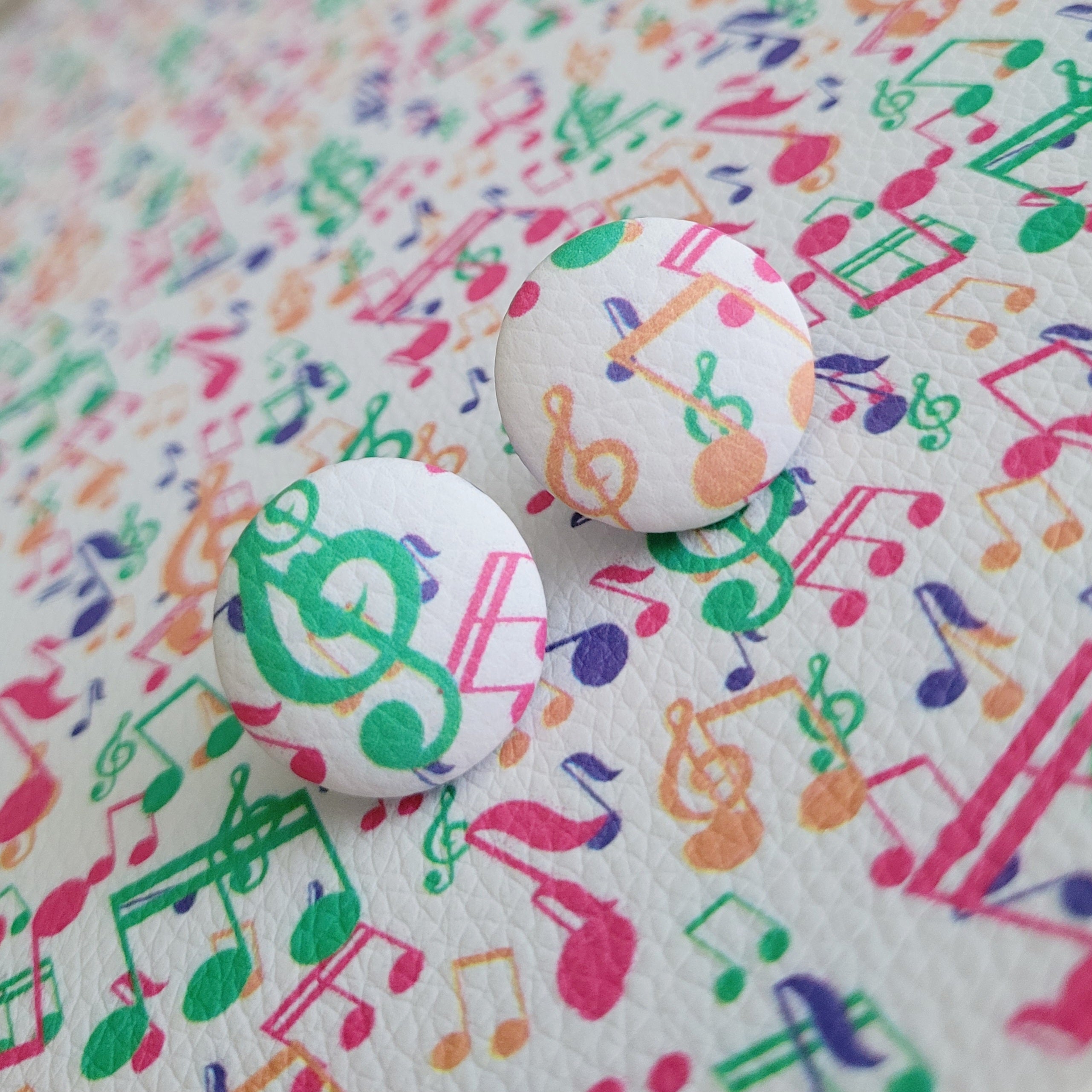 Rainbow Music Button Earrings