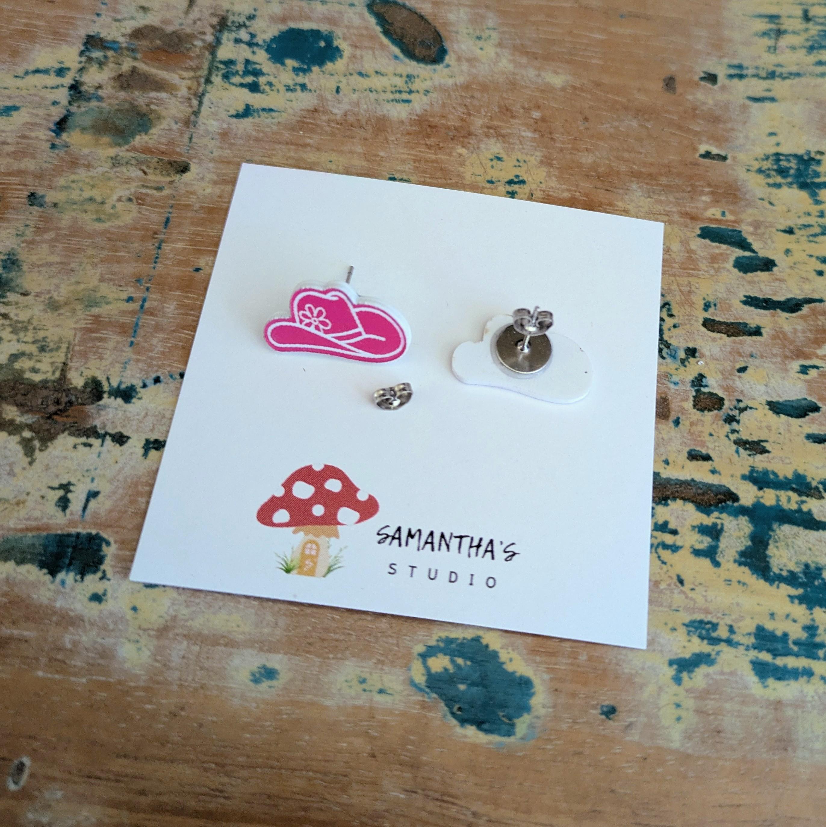 Country Cowgirl Hat Stud Earrings