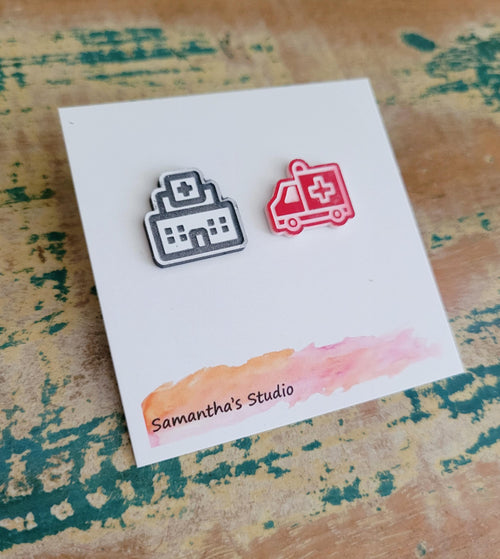 Ambulance & Hospital stud earrings