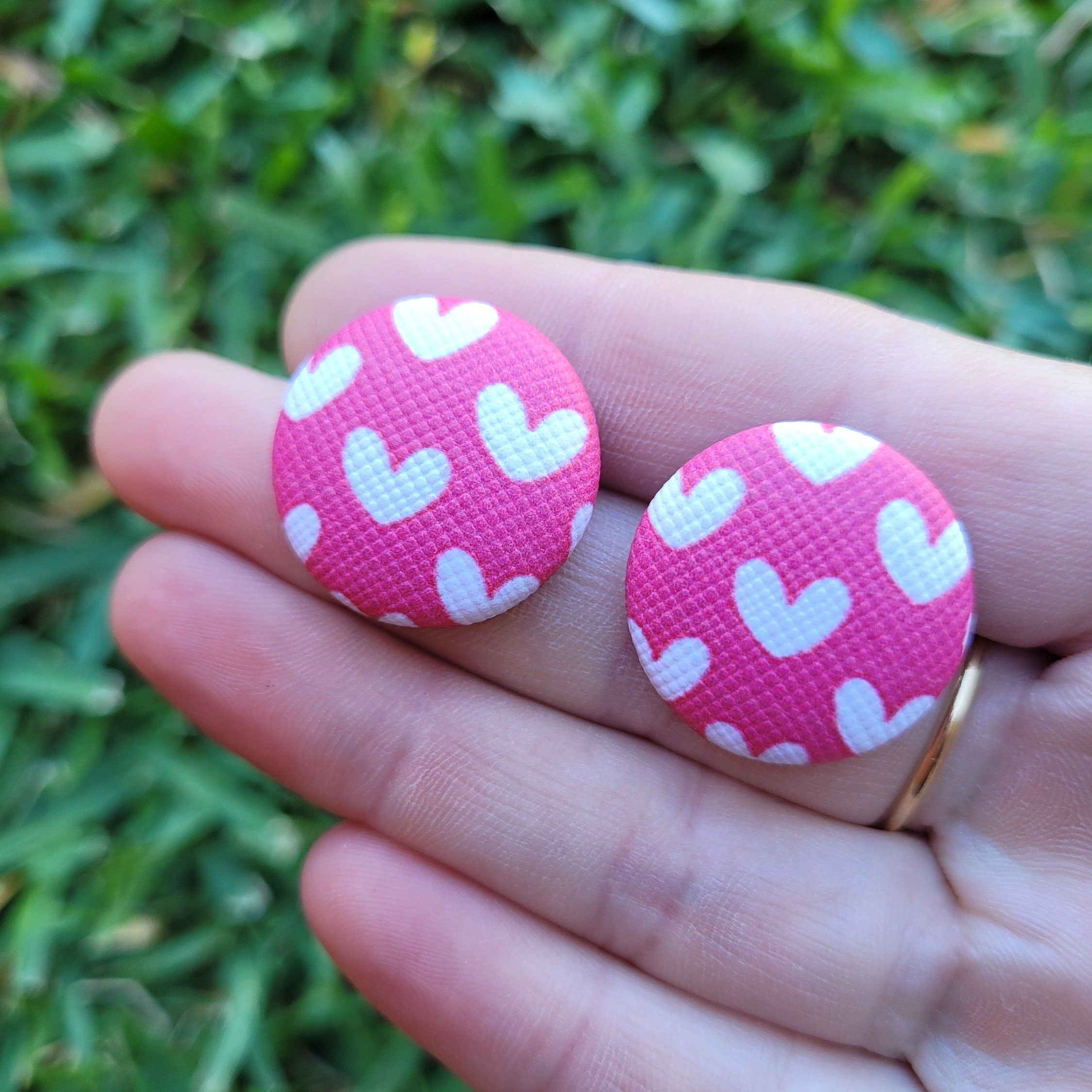 Sweet Heart Button Stud Earrings, Love stud earrings