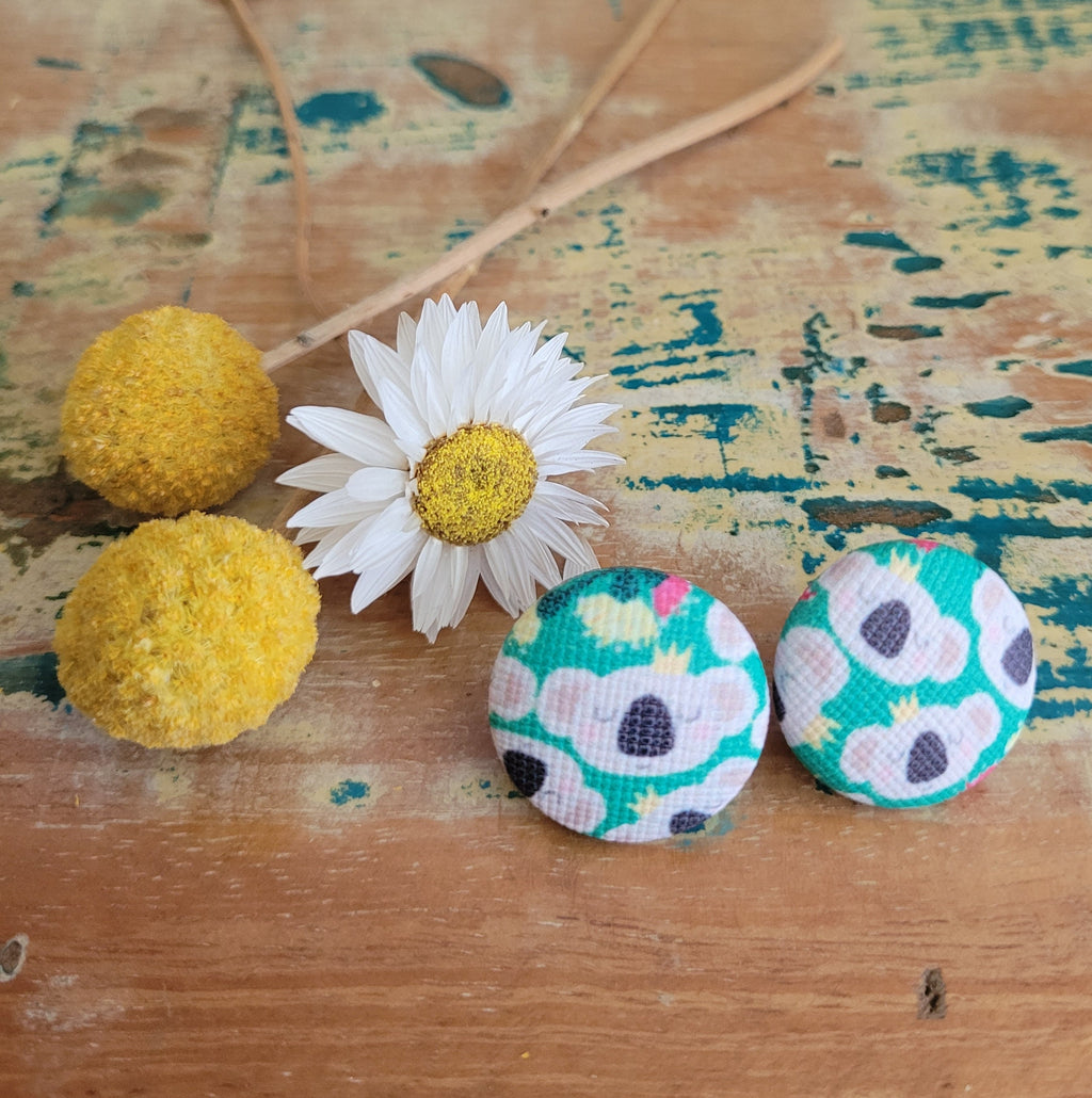 Koala button stud earrings