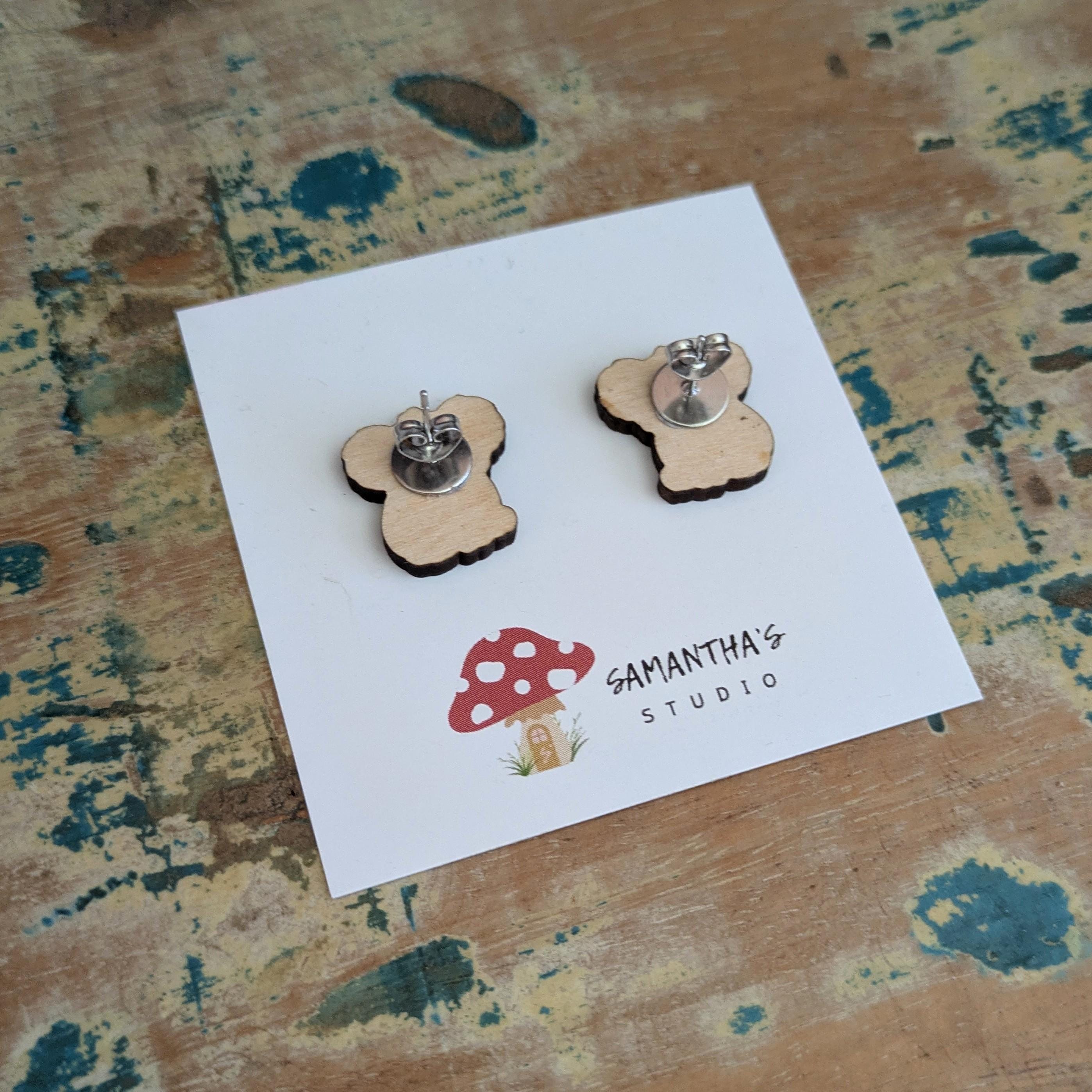 Koala wooden stud earrings