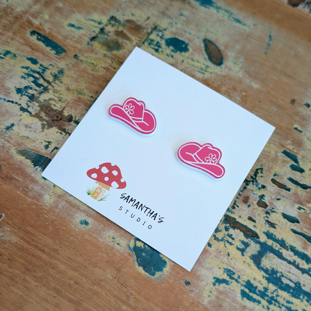 Country Cowgirl Hat Stud Earrings