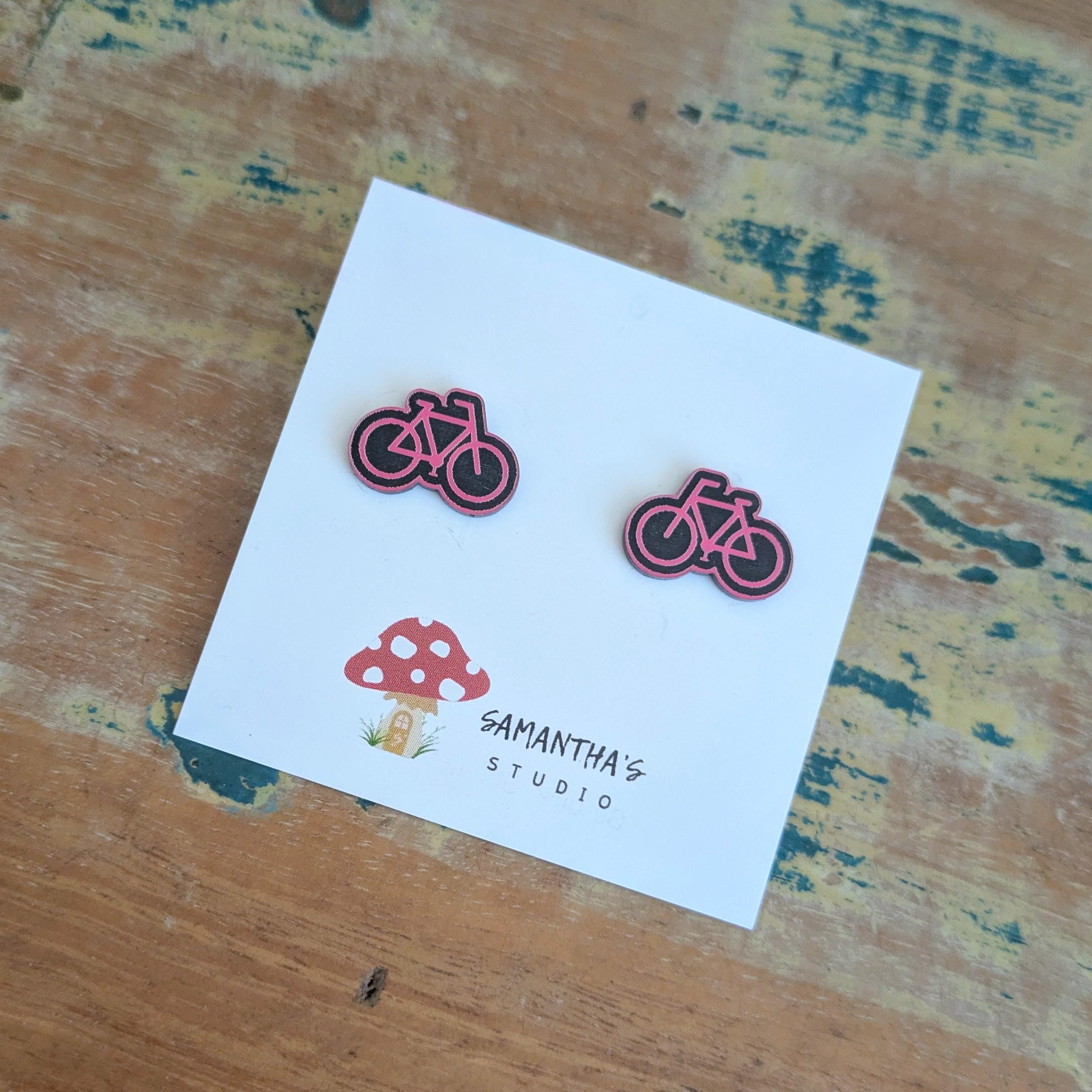 Bike acrylic stud earrings
