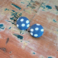 Duck Egg Blue & Organic Polka Dot Button stud earrings