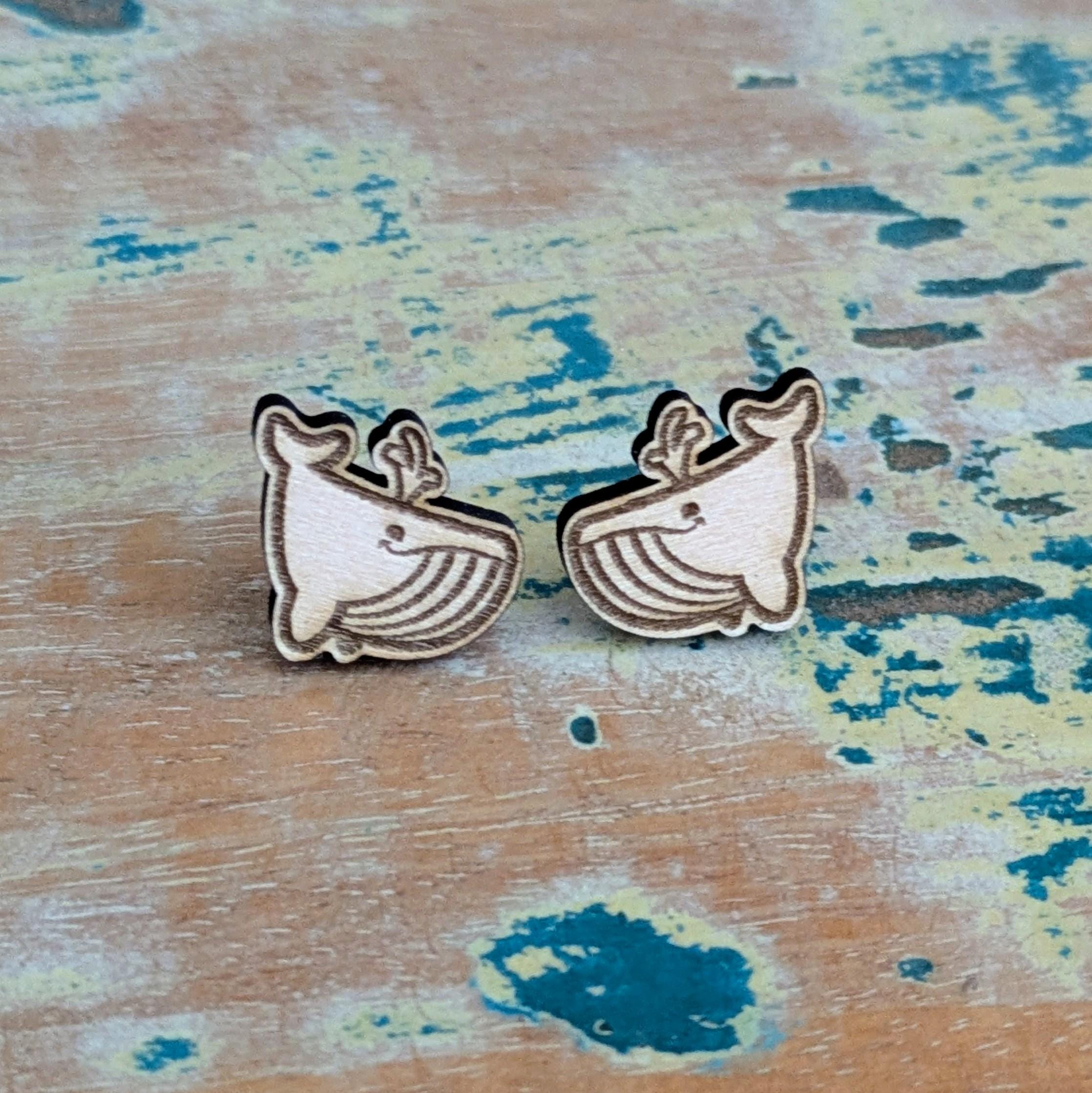 Whale Wooden Stud earrings