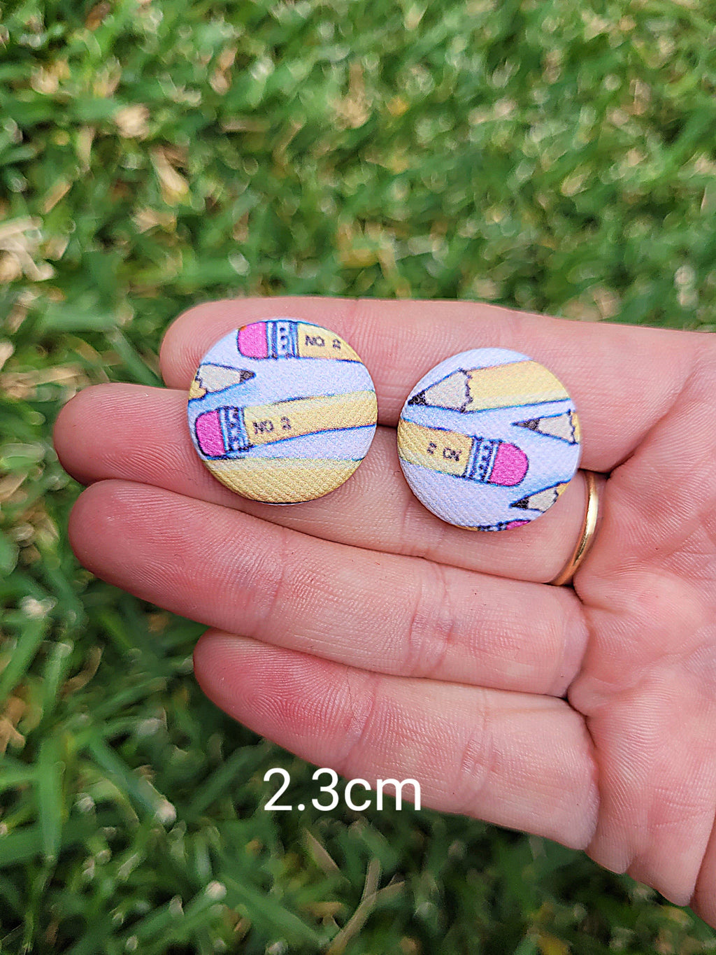 Pencil Button Stud Earrings
