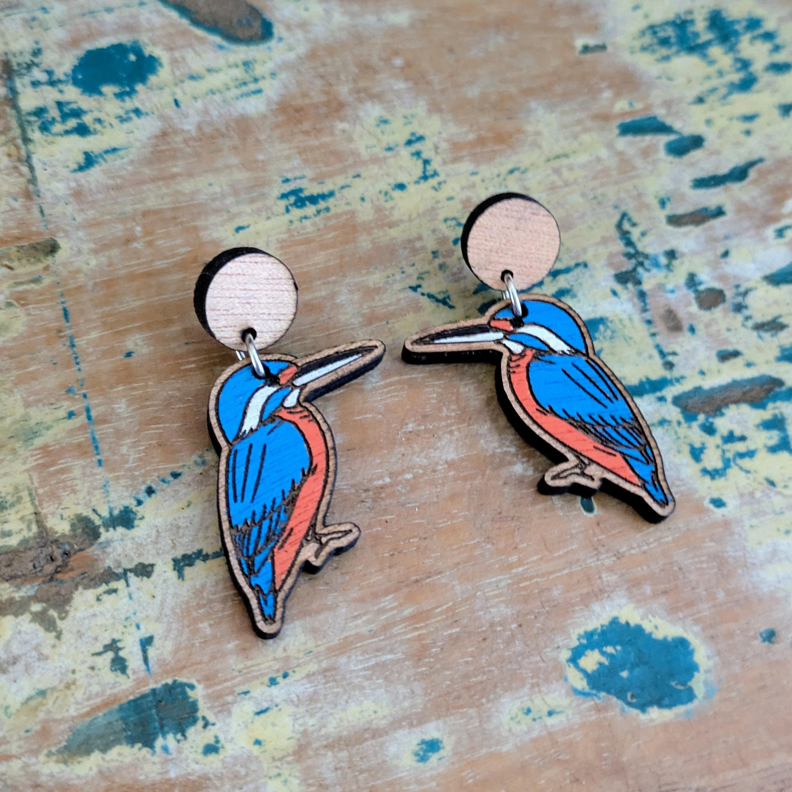 King Fisher Bird dangle earrings