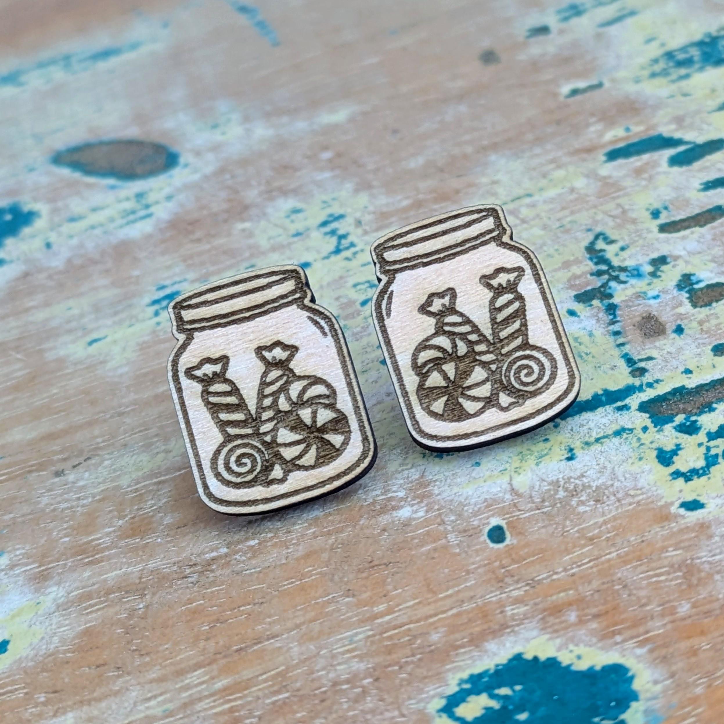 Lolly Jar wooden stud earrings