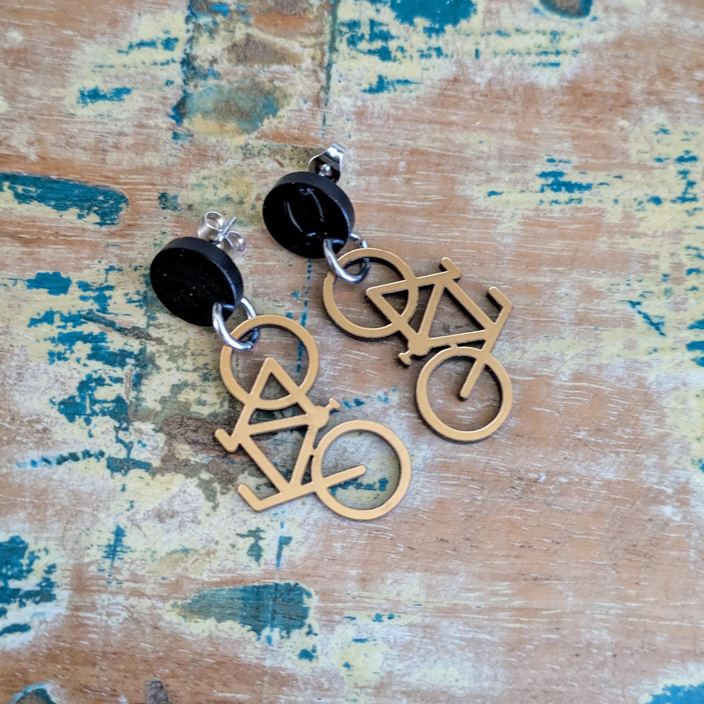 Bike Dangle Earrings, Bicycle dangle earrings,