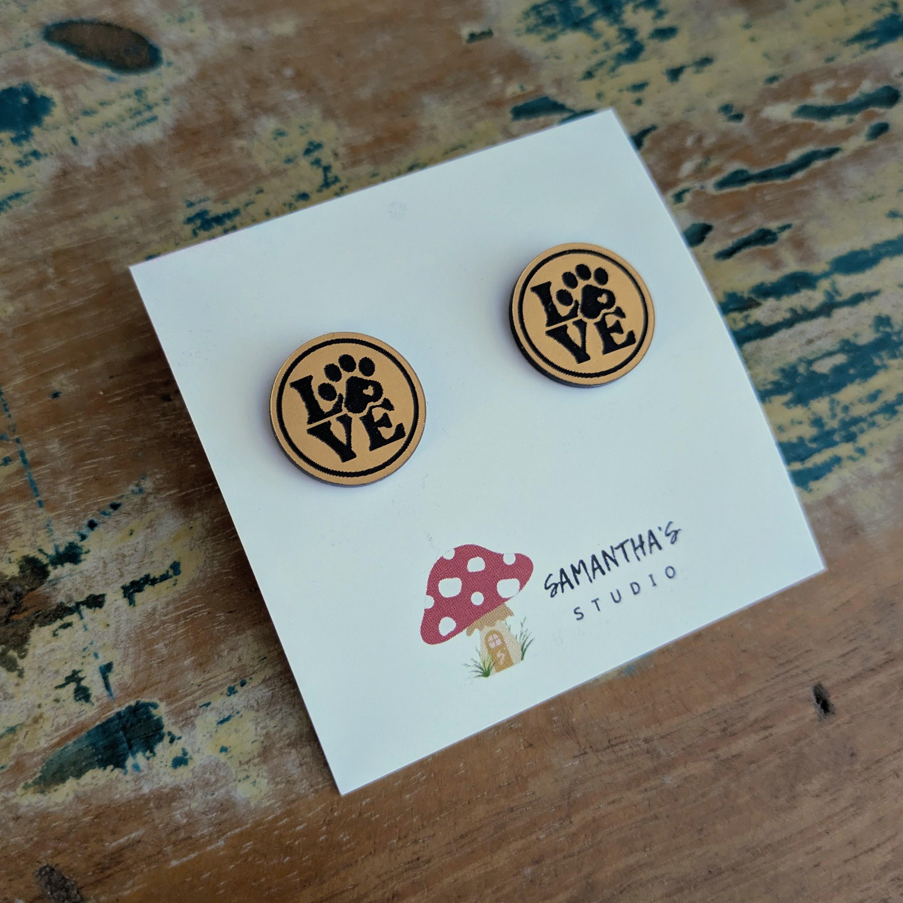 Dog Love Acrylic Stud earrings