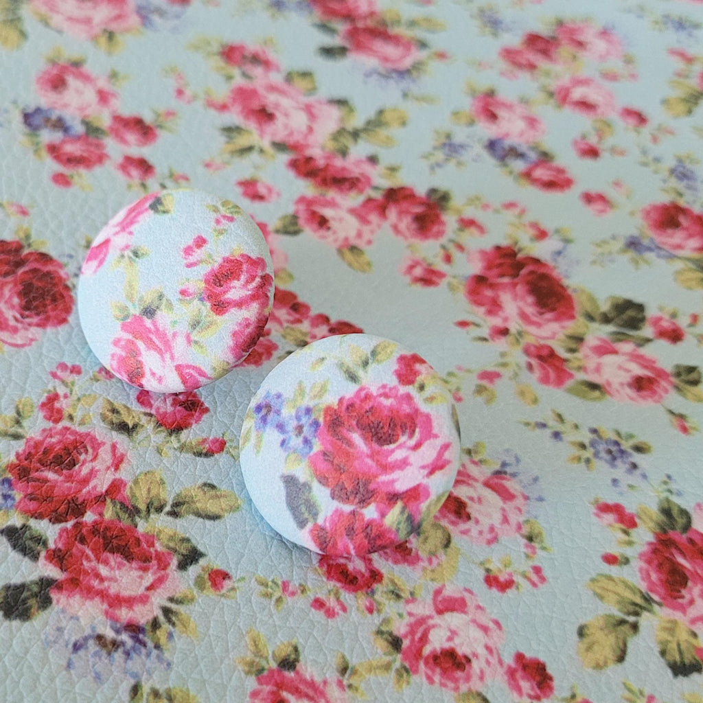 Vintage Rose button stud earrings, vintage floral earrings