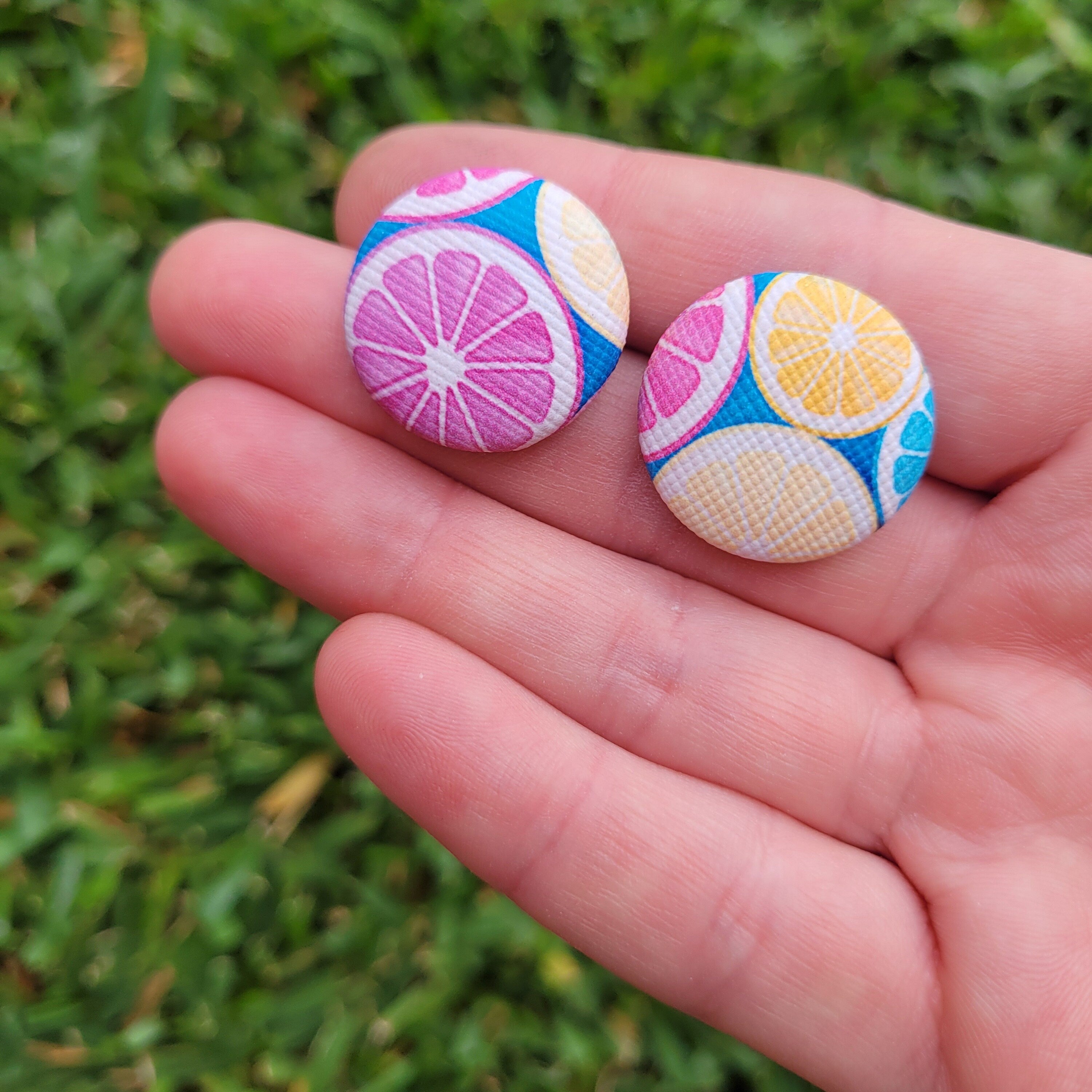 Grapefruit Button stud earrings
