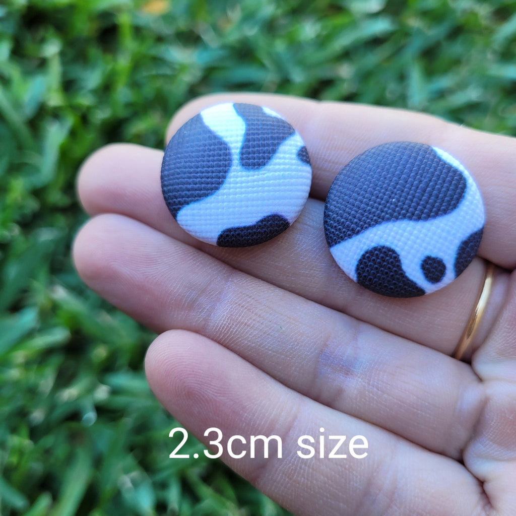 Cow Print Button Stud Earrings