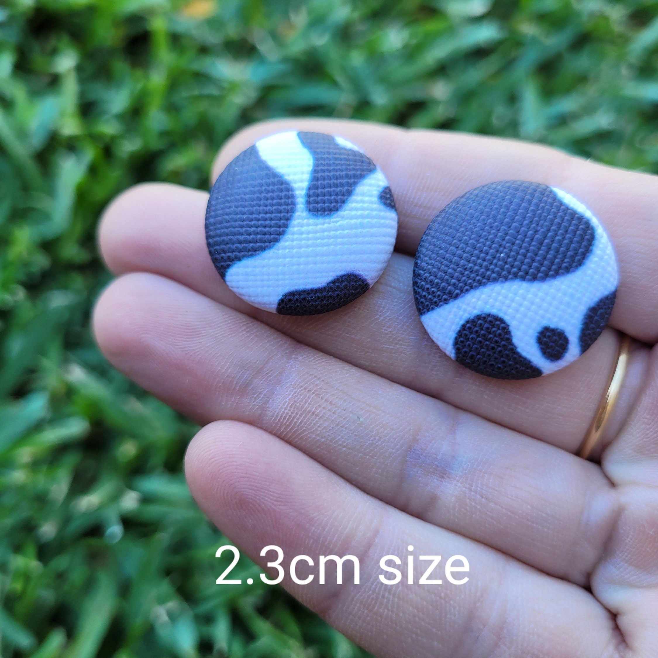 Cow Print Button Stud Earrings