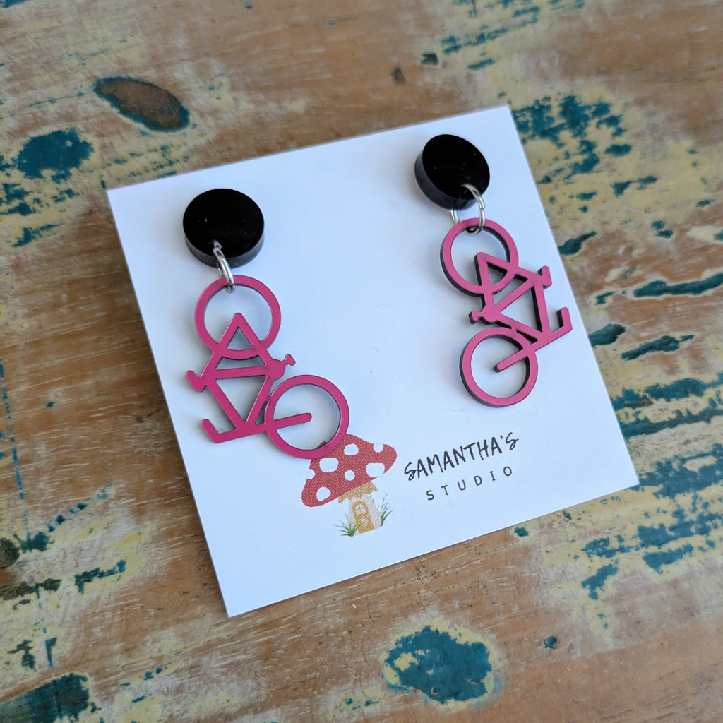 Bike Dangle Earrings, Bicycle dangle earrings,