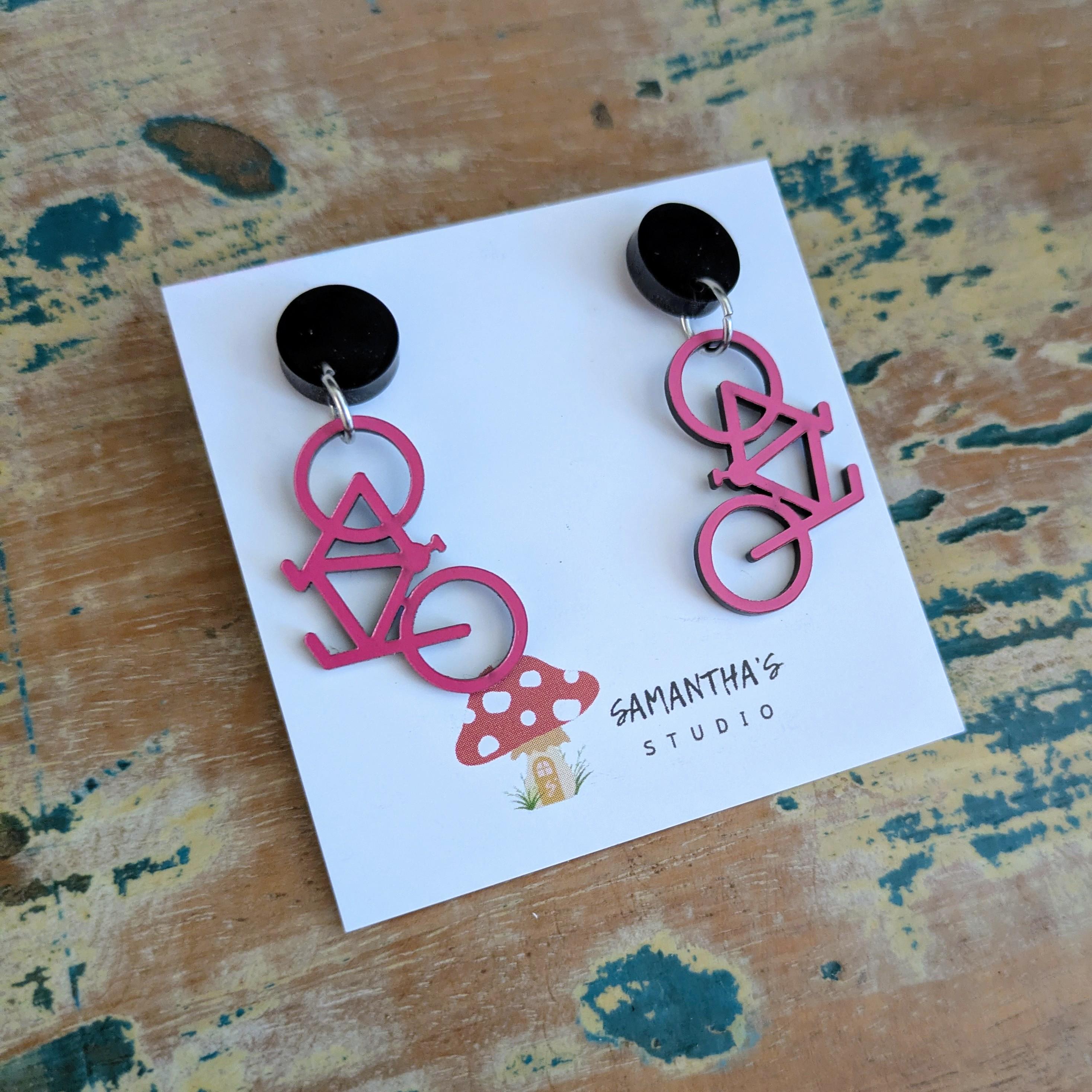 Bike Dangle Earrings, Bicycle dangle earrings,
