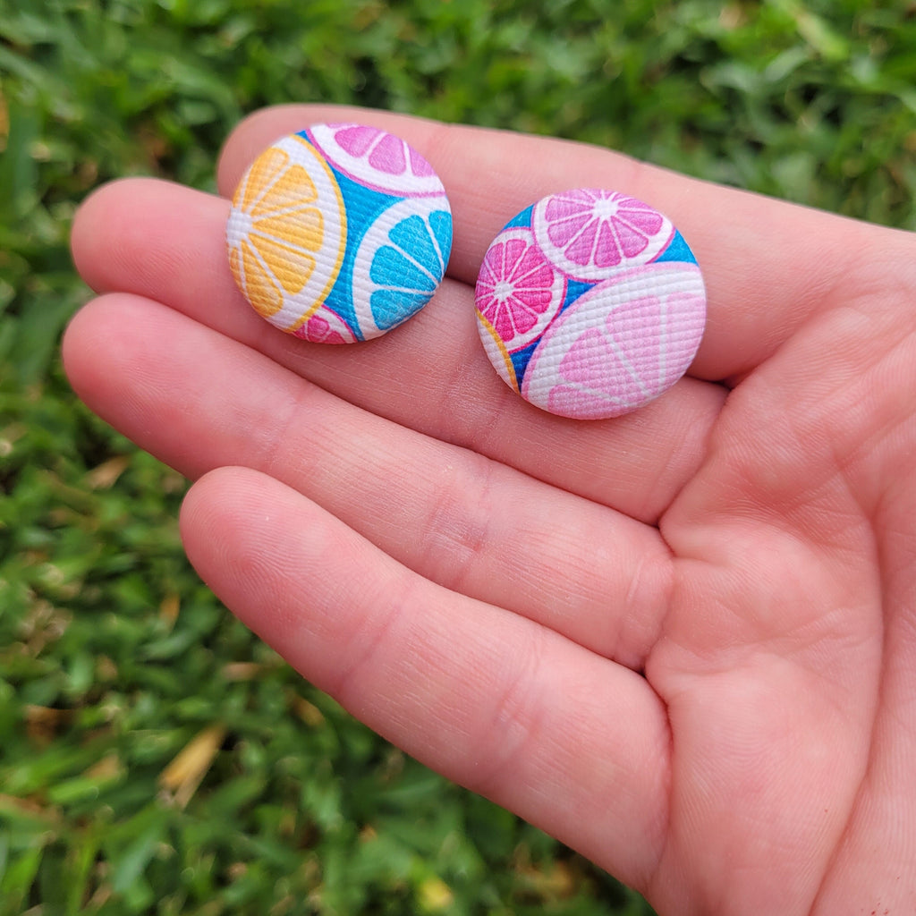 Grapefruit Button stud earrings