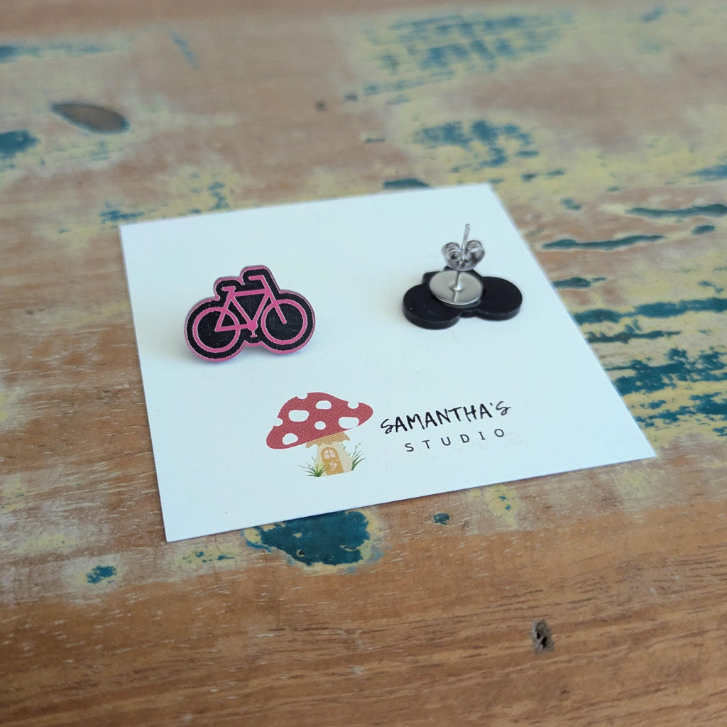 Bike acrylic stud earrings
