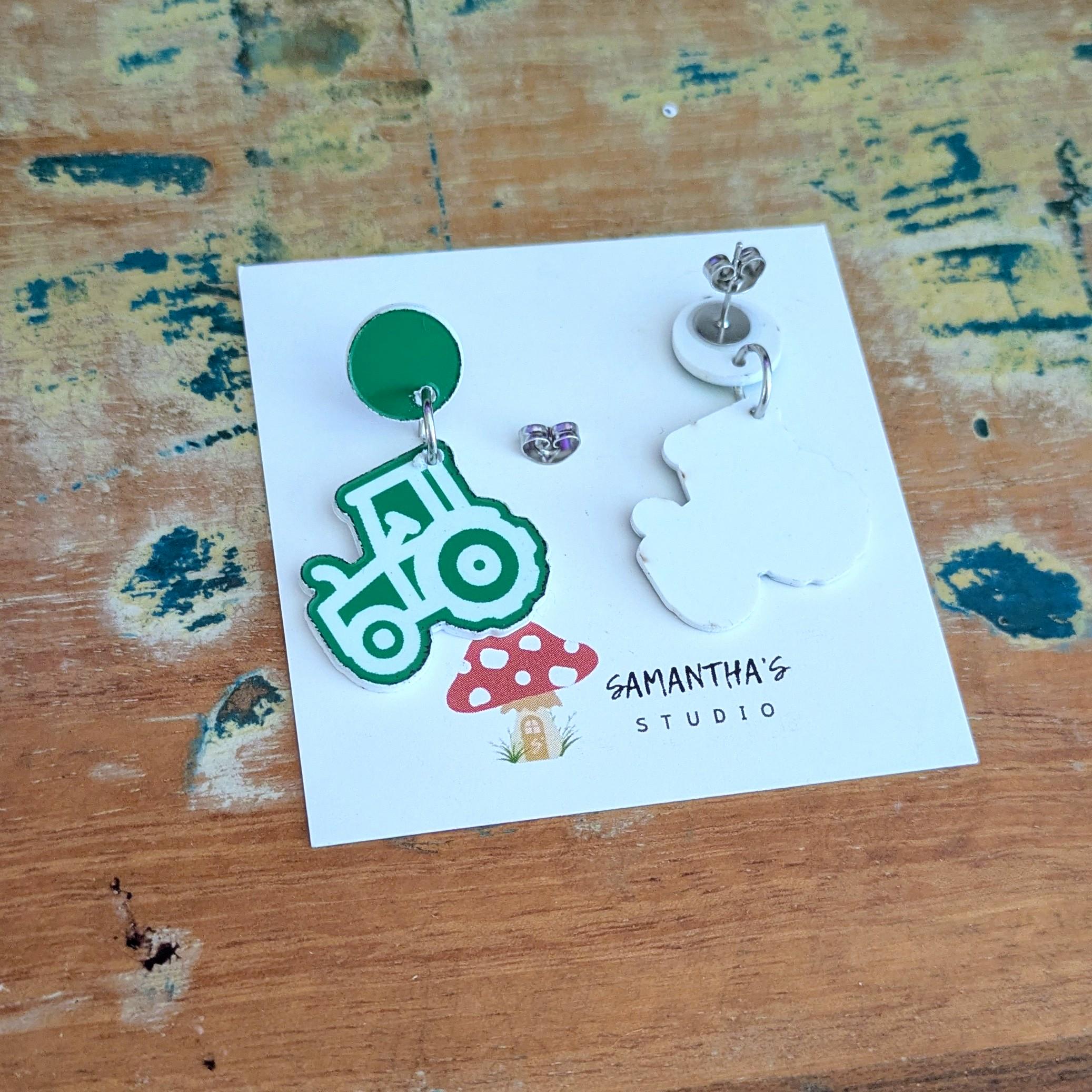 Tractor Dangle Earrings, Country farming earrings, Country & Western