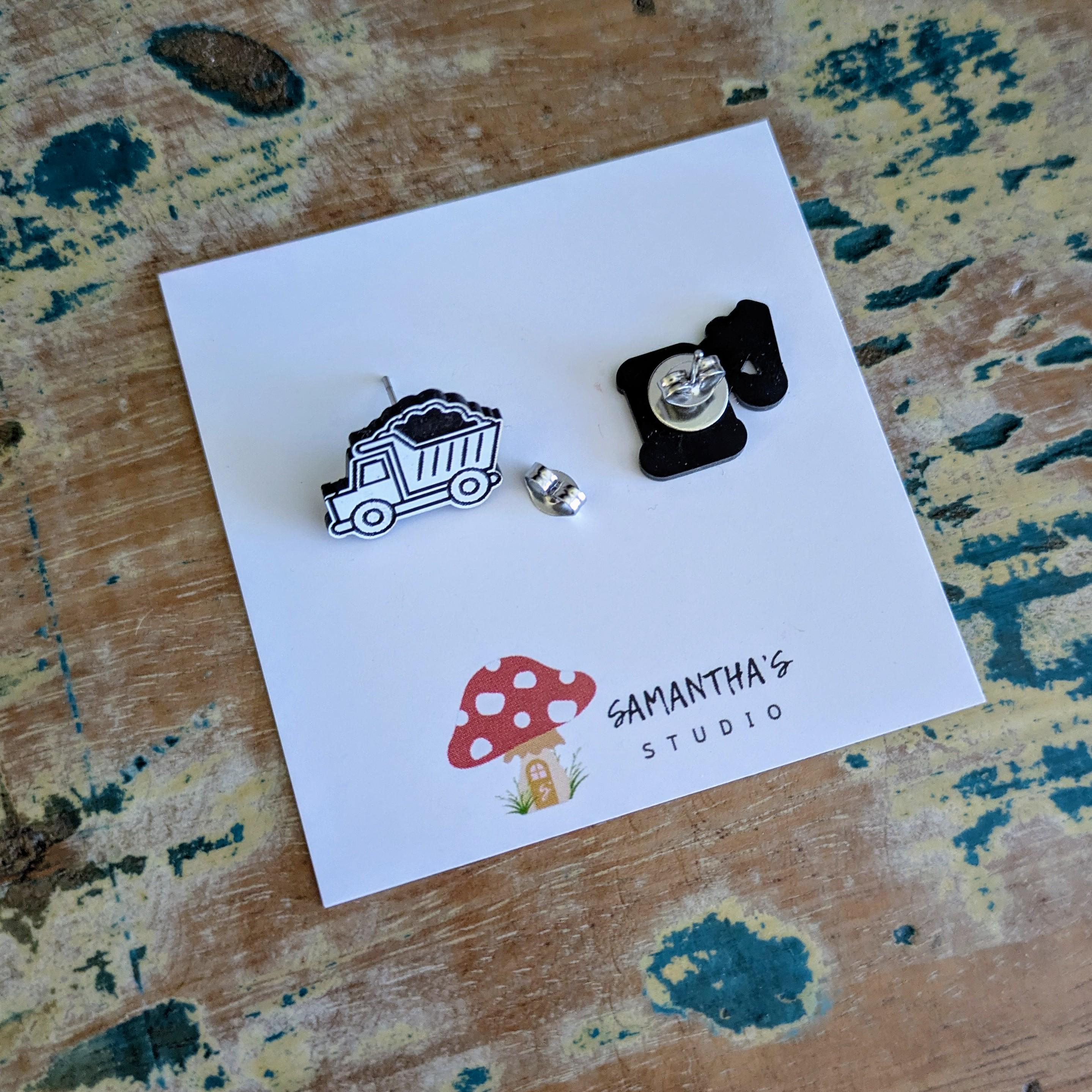 Dump truck & Digger acrylic earrings