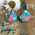 Chicken button stud earrings
