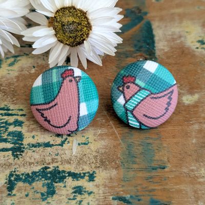 Chicken button stud earrings