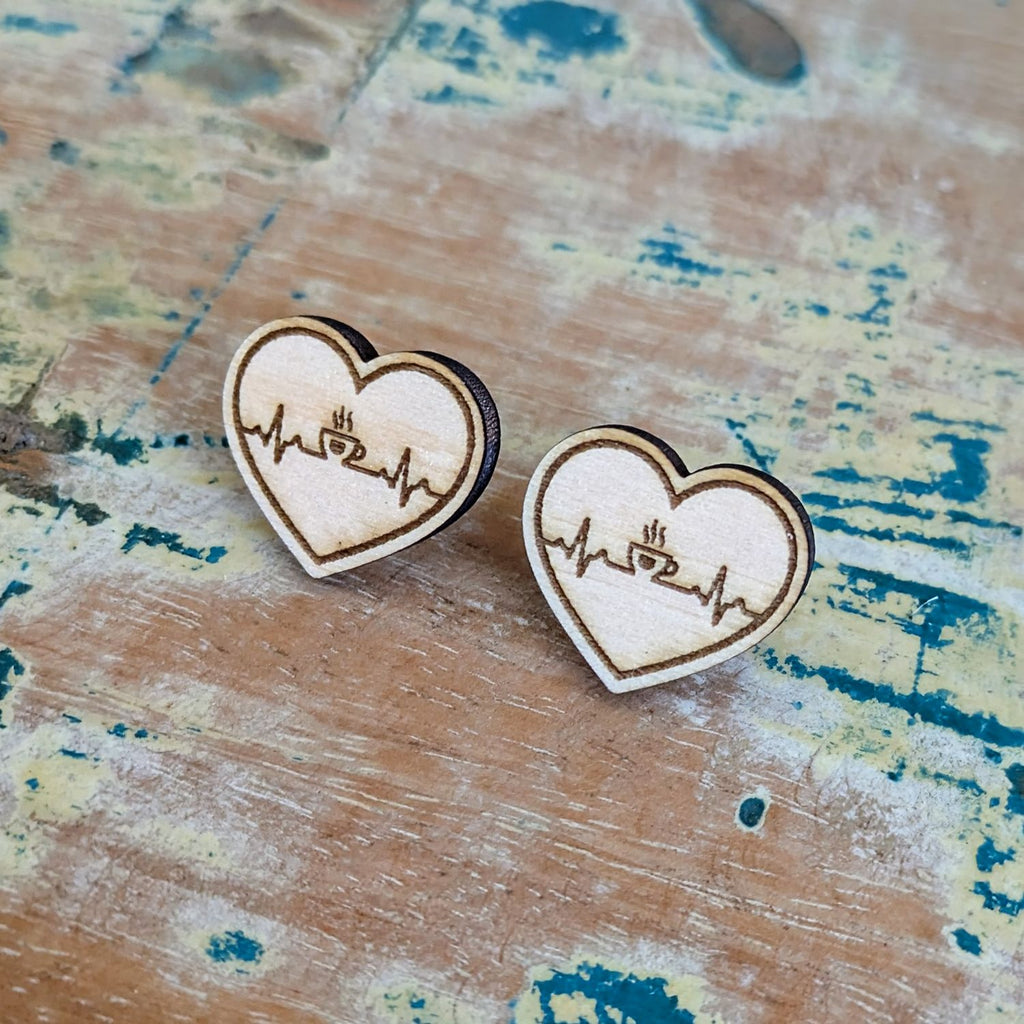 Coffee wooden stud earrings