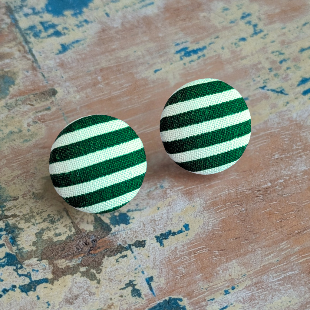 Dark Forest Green Pinstripe Earrings