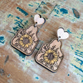 Sunflower Tag Dangle Earrings