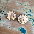 Protea Pink Ice wooden stud earrings