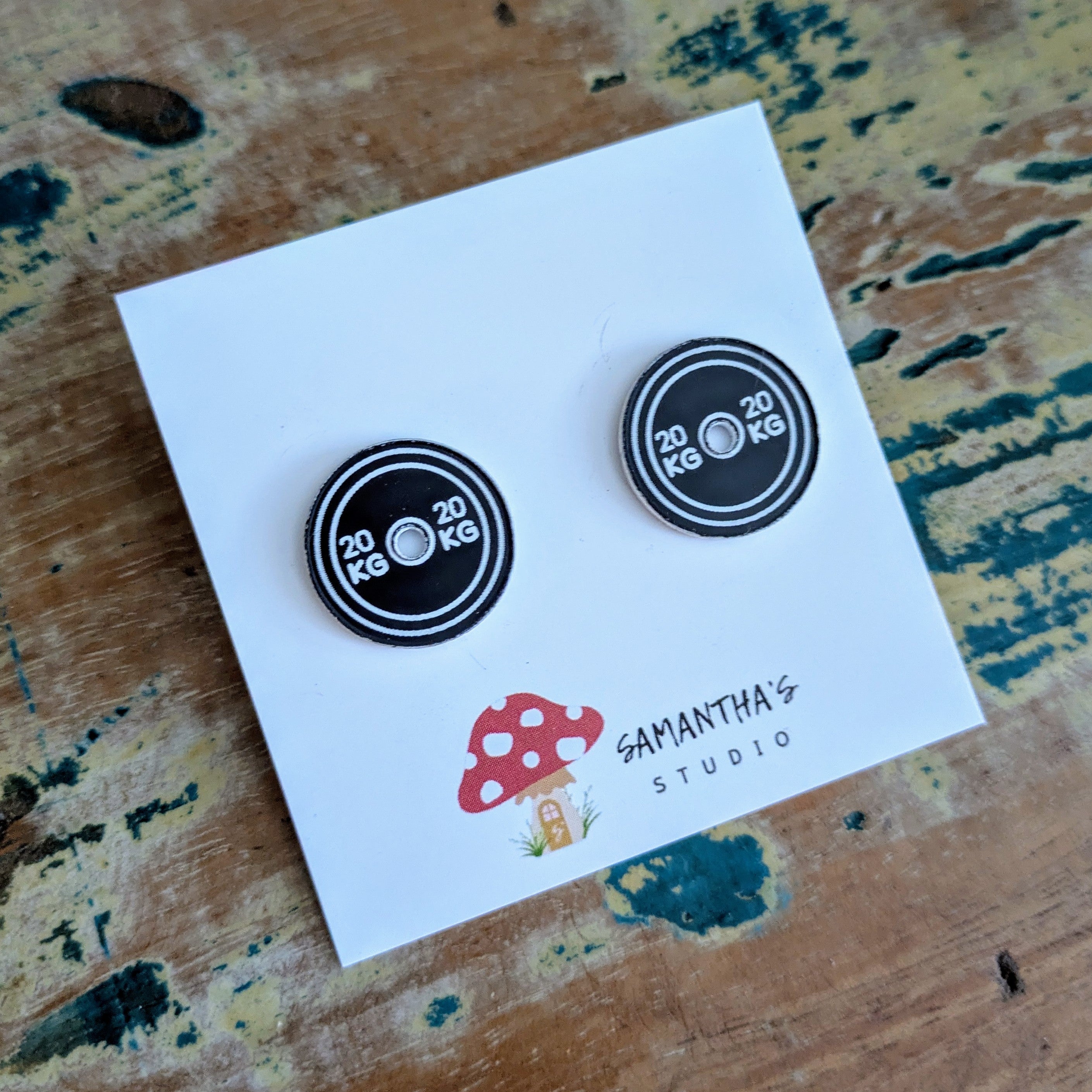 Weight Plate Acrylic Stud Earrings