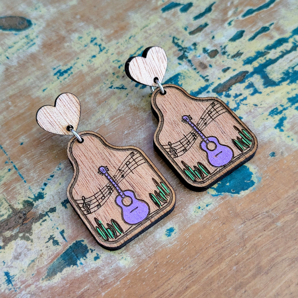 Country Music Tag Dangle Earrings