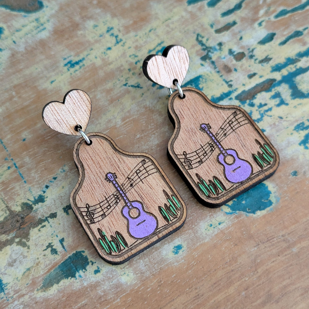 Country Music Tag Dangle Earrings