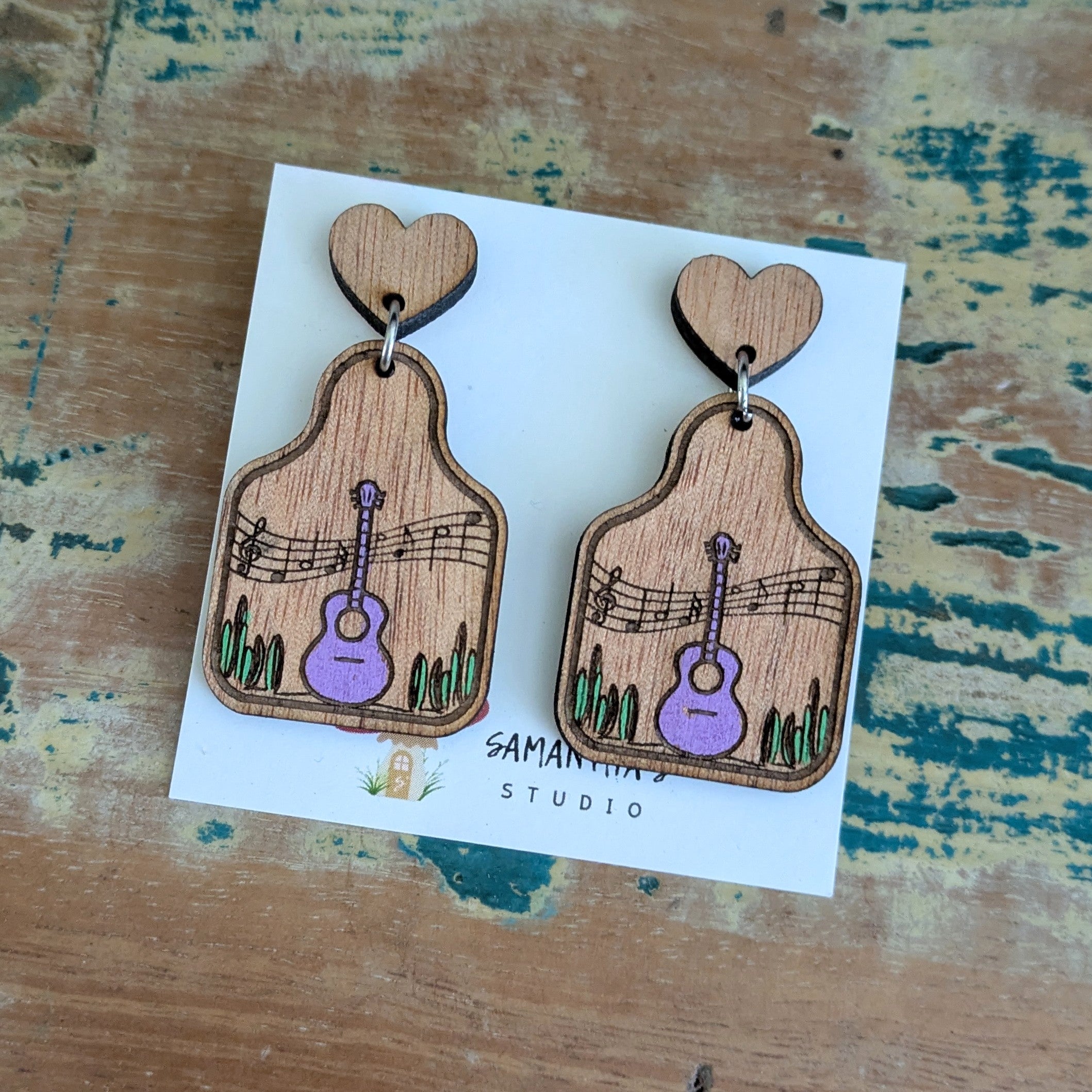 Country Music Tag Dangle Earrings