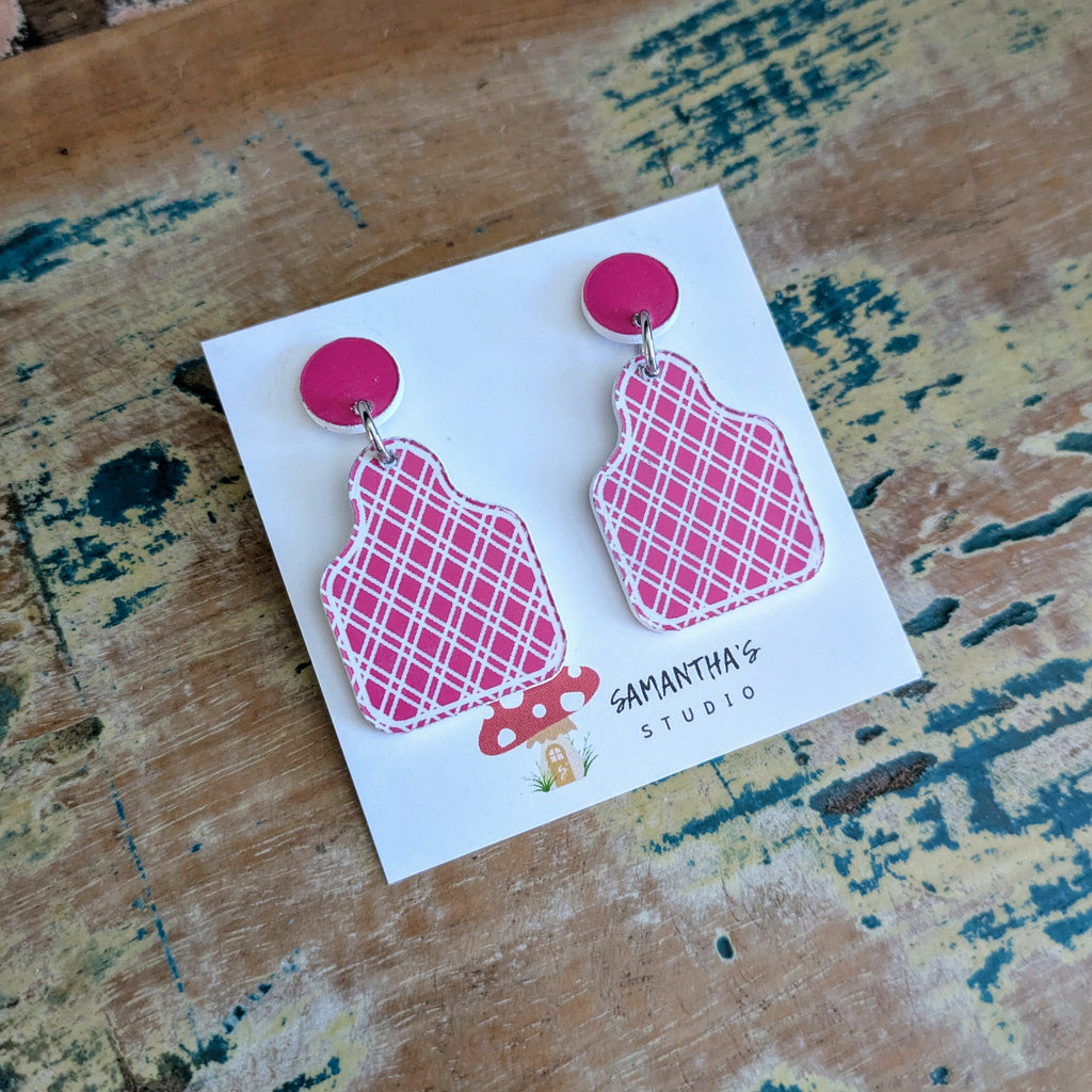 Cattle & Animal Tag Acrylic Dangle Earrings