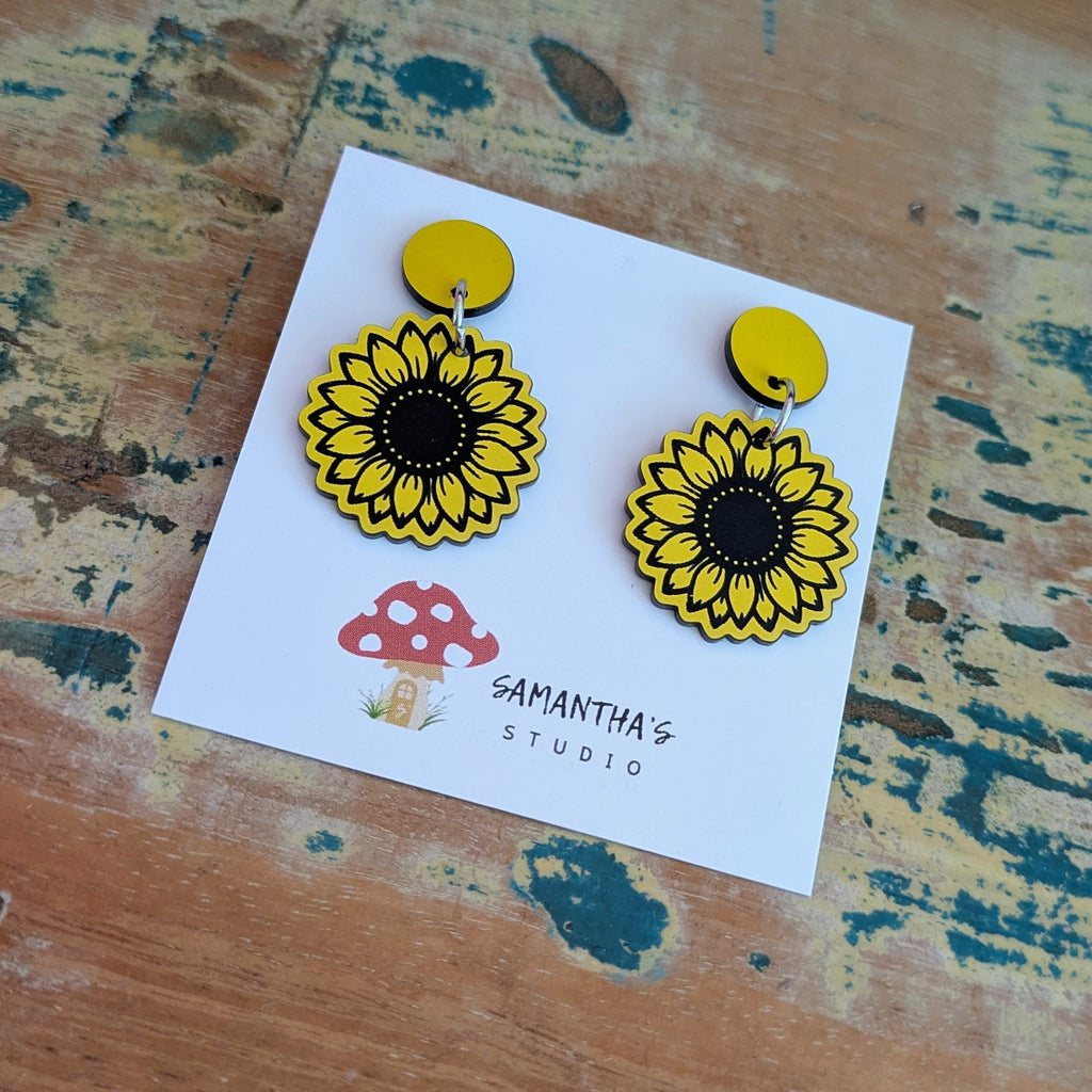 Sunflower Acrylic Dangle Earrings