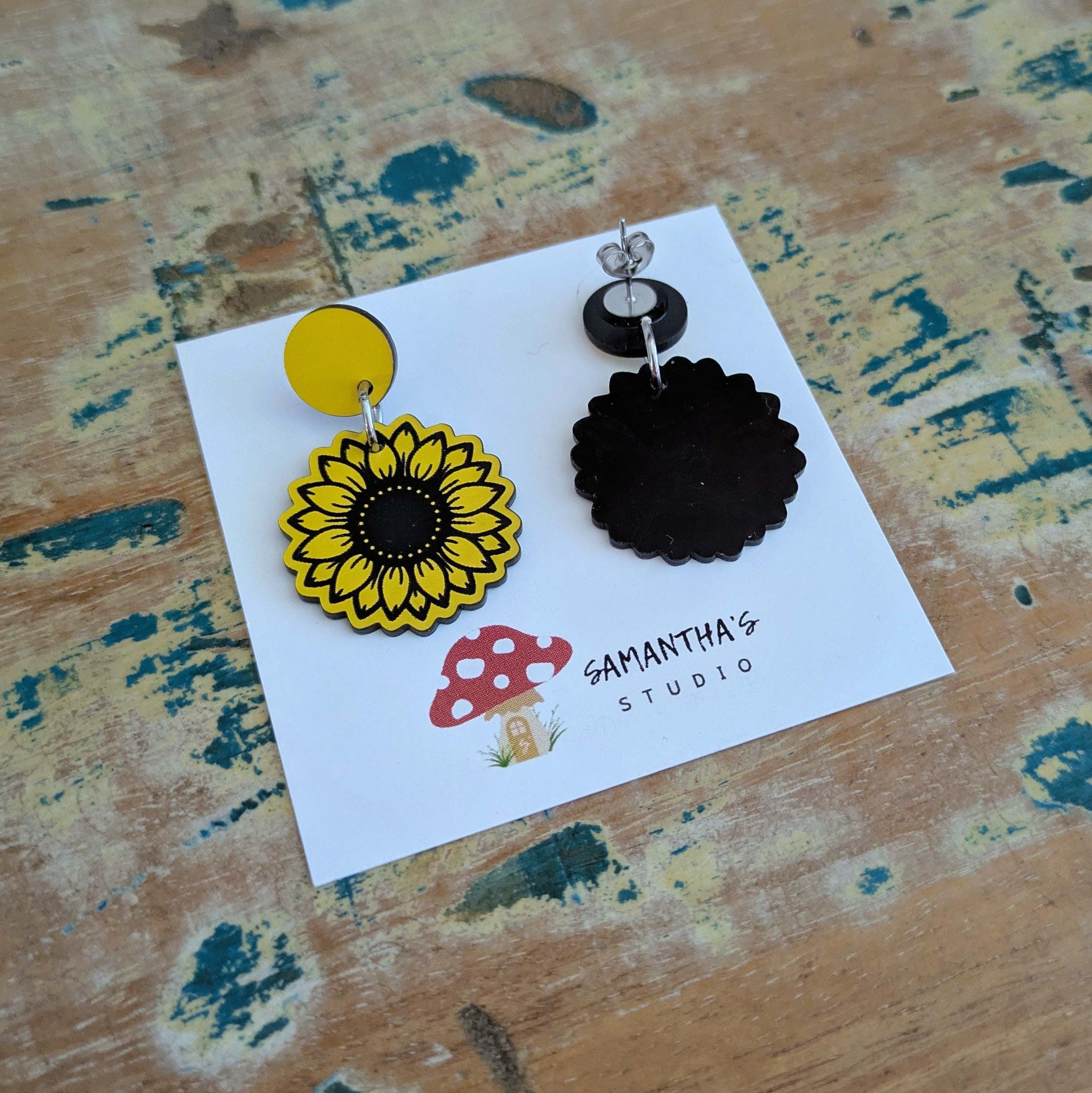 Sunflower Acrylic Dangle Earrings