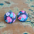 Navy Floral Button stud earrings