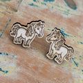 Horse wooden stud earrings